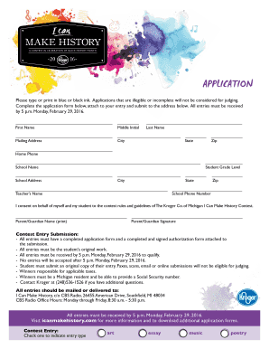Kroger I Can Make History Art Contest Application