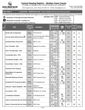 Central Housing Registry Application