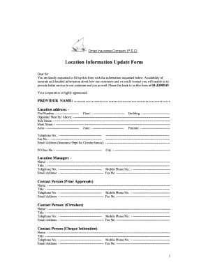 Oman Insurance Company Location Information Update Form