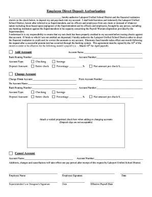 Employee Direct Deposit Authorization Form