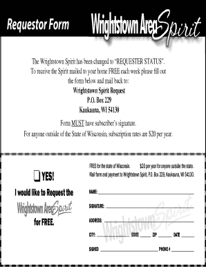 Wrightstown Spirit Request Form