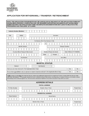 Withdrawal/Transfer/Retrenchment Application
