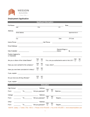 Employment Application Form