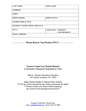 Community Education Registration Form