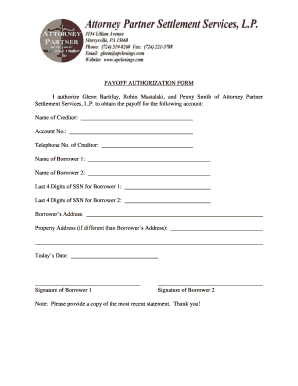 Payoff Authorization Form