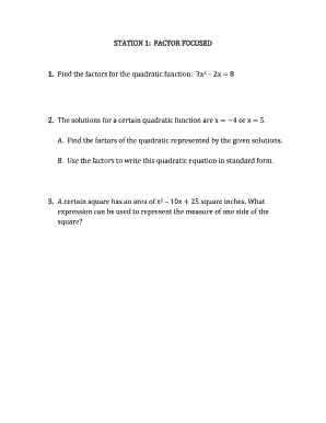 Quadratic Equations Worksheet