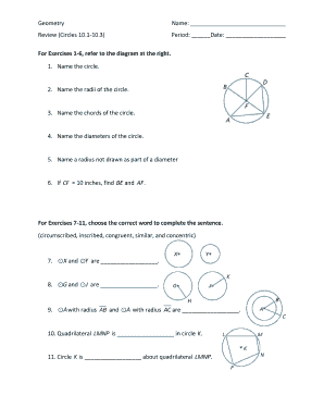 Geometry Review Worksheet