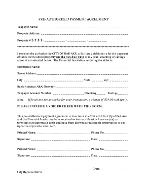 Pre-Authorized Payment Agreement