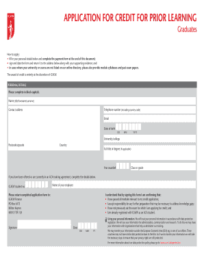 ICAEW Credit for Prior Learning Application