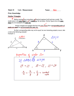 Math 10 Similar Triangles Worksheet