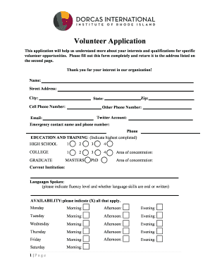 Volunteer Application Form