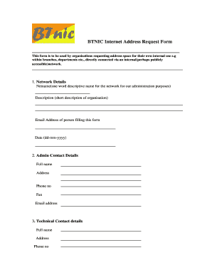 BTNIC Internet Address Request Form