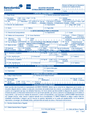 Solicitud de Afiliación de Establecimientos American Express