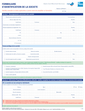FORMULAIRE Alpha Card Merchant Services D’IDENTIFICATION DE LA SOCIETE