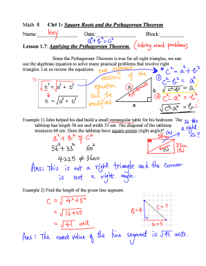 Math 8 Pythagorean Theorem Worksheet