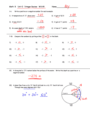 Festival leave application - 1-6 Write a positive or a negative number for each example