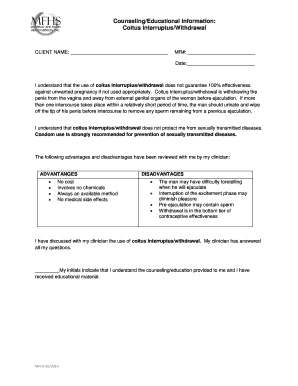 Coitus Interruptus Withdrawal Consent Form