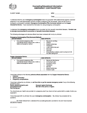 Emergency Contraception Consent Form