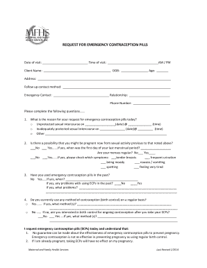 Request for Emergency Contraception Pills