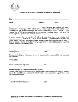 Consent for Intrauterine Contraceptive Insertion