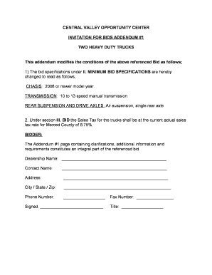 INVITATION FOR BIDS ADDENDUM #1