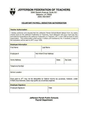 Voluntary Payroll Deduction Authorization