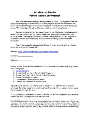 Fillable Online Your child uses the Accelerated Reading program at ...