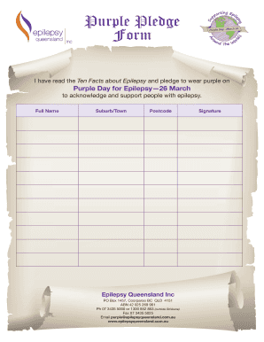 Purple Day Epilepsy Pledge Form