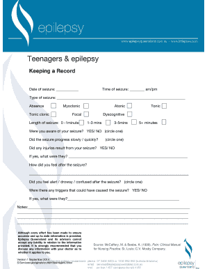 Teenagers Epilepsy Seizure Record