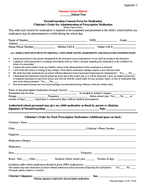 Parent Consent Form for Medication