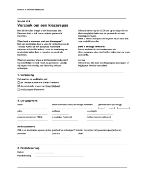 Model K 6 Verzoek kiezerspas