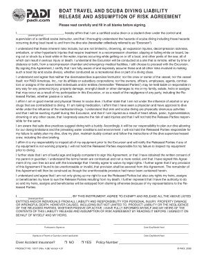 Boat Travel and Scuba Diving Liability Release