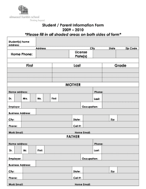 Student Parent Information Form