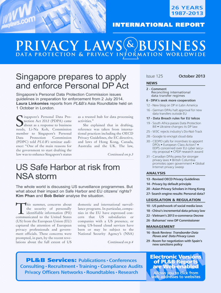 Fillable Online Singapore prepares to apply and enforce Personal DP Act Fax Email Print pdfFiller