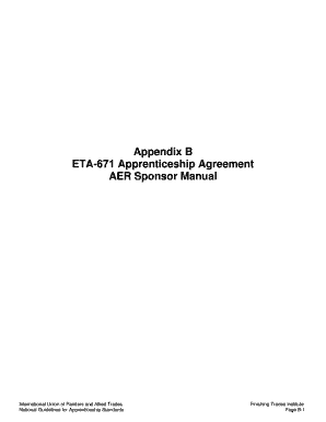 ETA-671 Apprenticeship Agreement