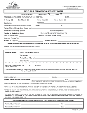 Field Trip Permission Request Form