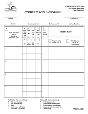 Cooperative Education Placement Report