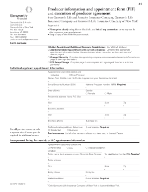 Producer Information and Appointment Form