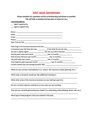 NALS Agent Questionnaire