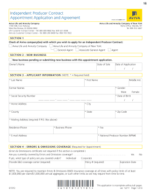 Independent Producer Contract Appointment Application