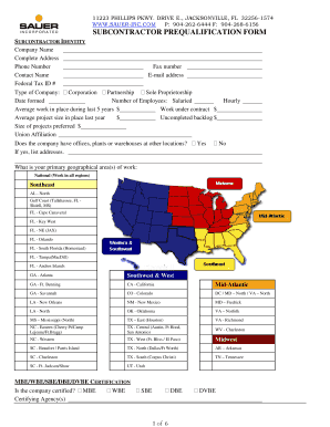Subcontractor Prequalification Form