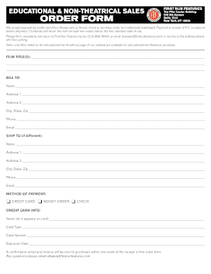 Educational Film Purchase Order Form