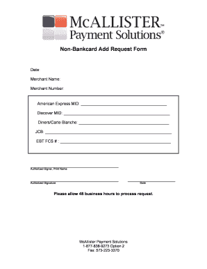 Non-Bankcard Add Request Form