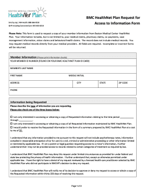 BMC HealthNet Plan Access to Information Form