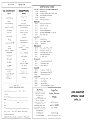 EASTERTIDE LONGS PEAK WEEKLY CALENDAR Today April 3 - lpumc