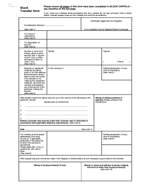 UK Stock Transfer Form