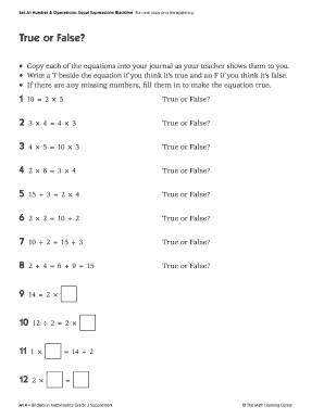 Equal Expressions Math Worksheet