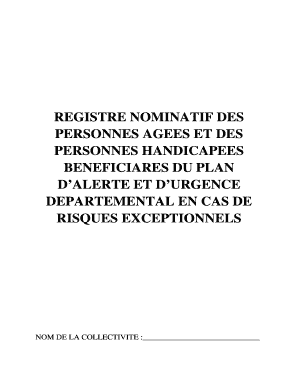REGISTRE NOMINATIF DES PERSONNES AGEES ET DES PERSONNES HANDICAPEES