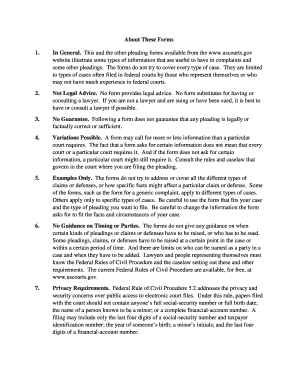 US Federal Civil Case Complaint Form