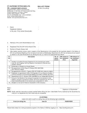 Supreme Petrochem Ltd Ballot Form